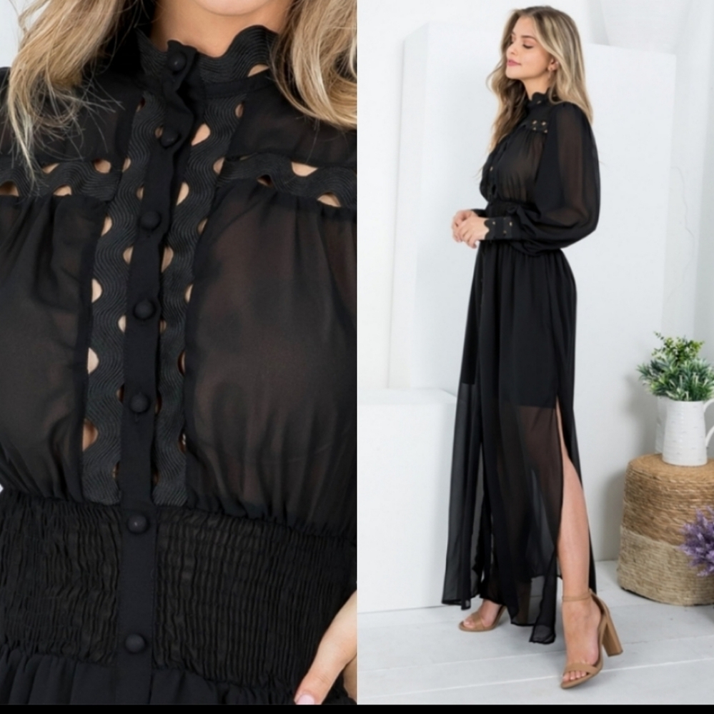 H.P.  BUTTON FRONT MAXI DRESS - Picture 3 of 3